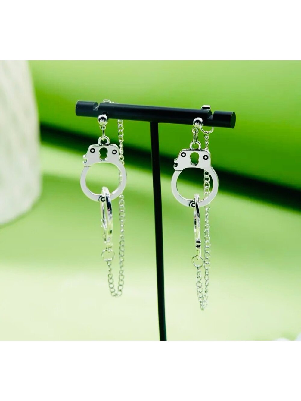 New - Chic - Retro Style Silver Tassel Handcuff Dangle Earrings